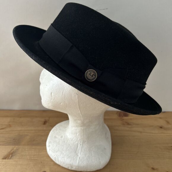 Goorin Bros. Good Boy Fedora Vtg Black Wool Hat Classic Made in America 58 cm - Picture 1 of 7
